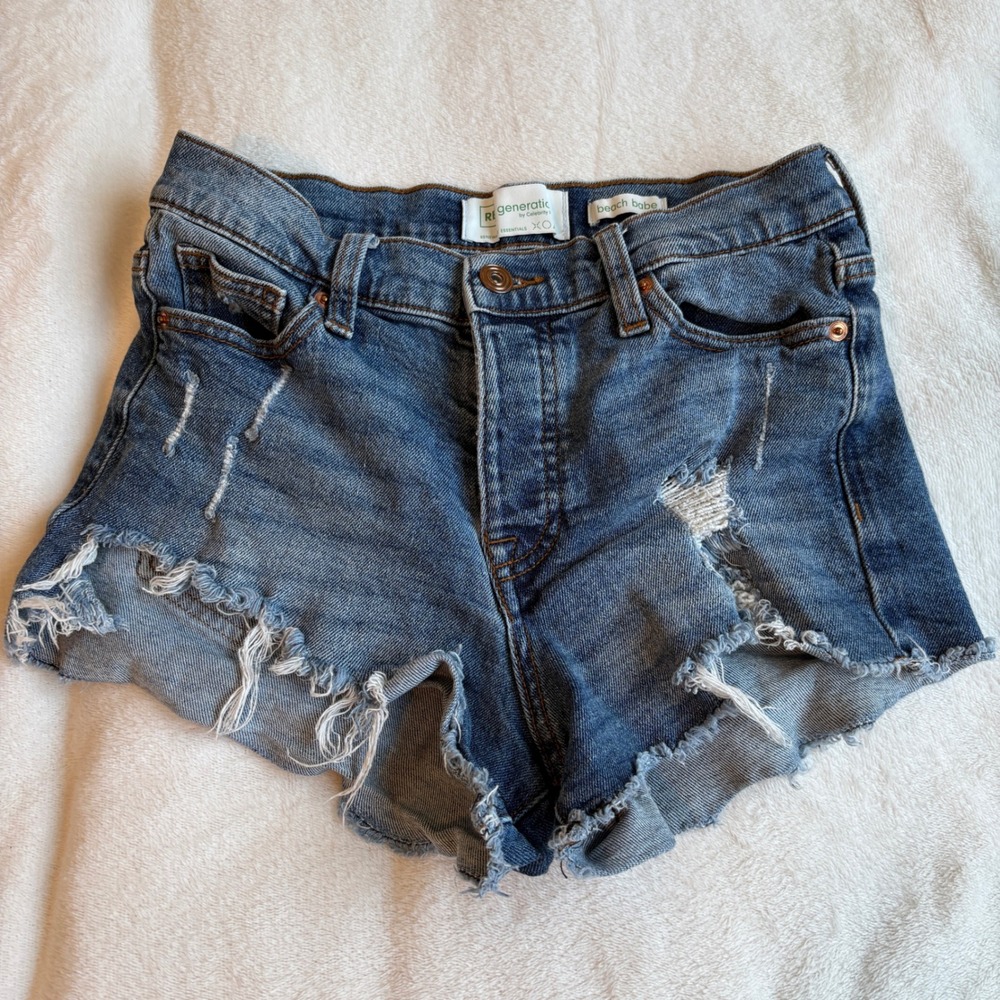 Regeneration Celebrity Pink Beach Babe Distressed Denim Shorts Blue 3/26